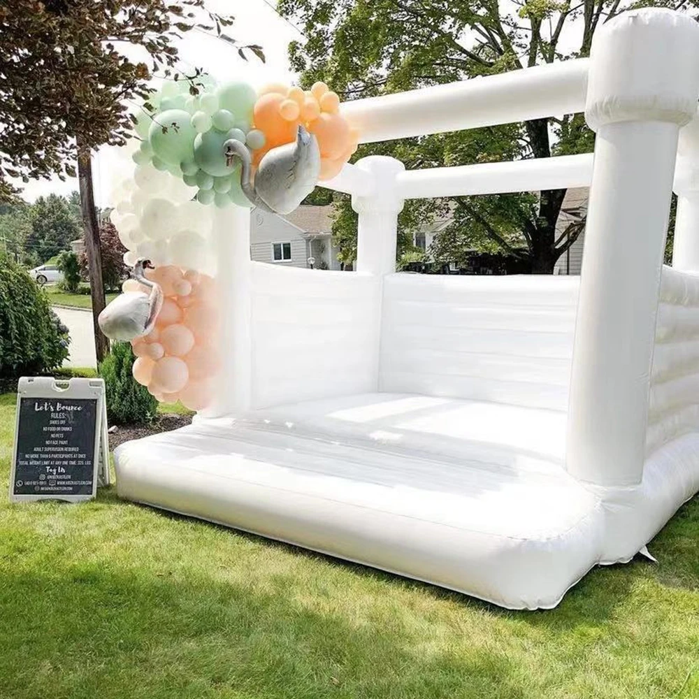 

10ft/13ft/15ft Pastel Jumping Bocuncy Castle Inflatable Bouncer Wedding Bouncer White Bounce House with Blower