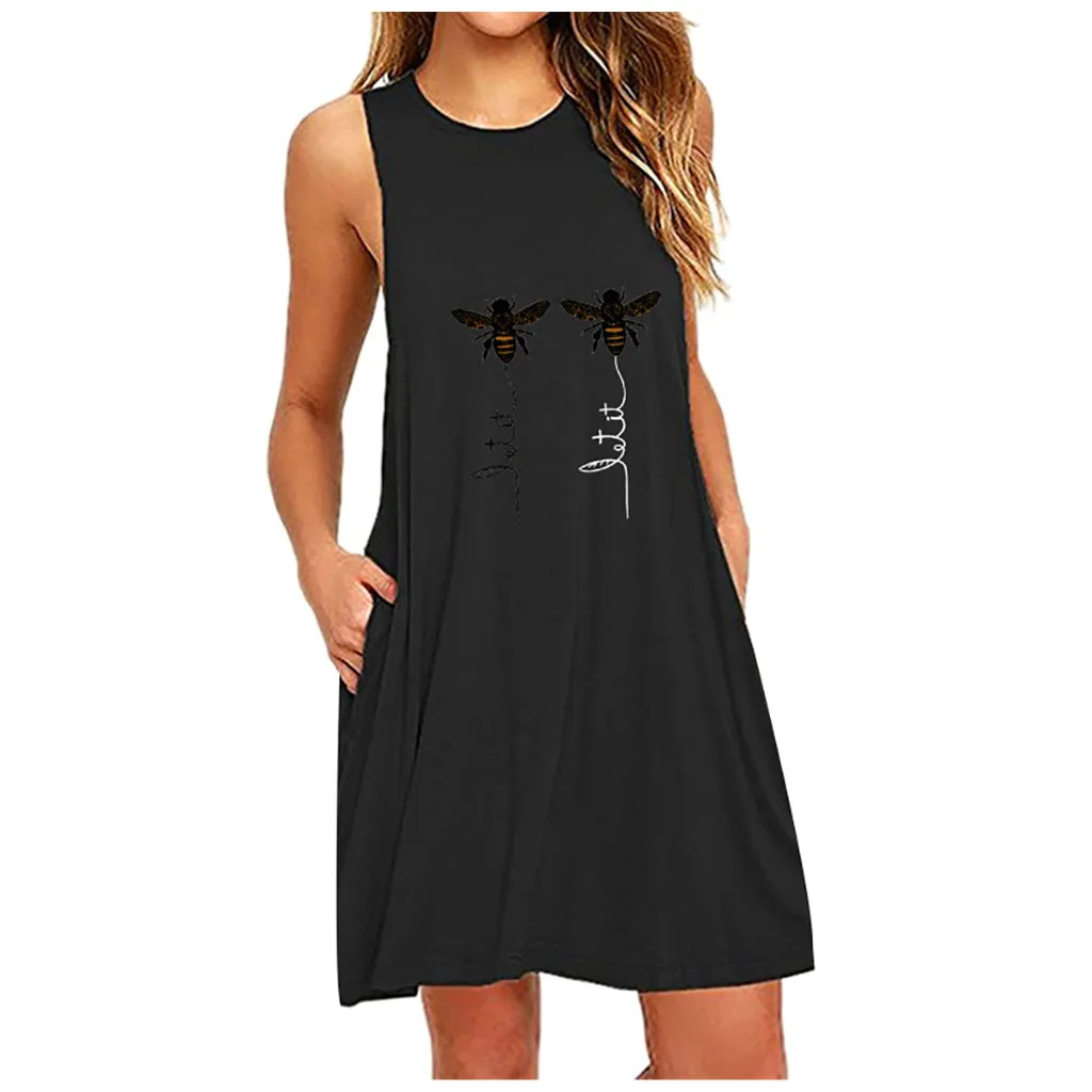 Модная Милая Женская Повседневная Ночная рубашка без рукавов с круглым вырезом и