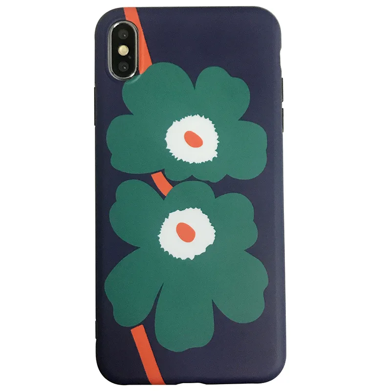 

Pure color flower painted silicone phone case for iPhone11 12Pro Max mini X XR XS XSMax 8 7PluS anti-drop protective back cover