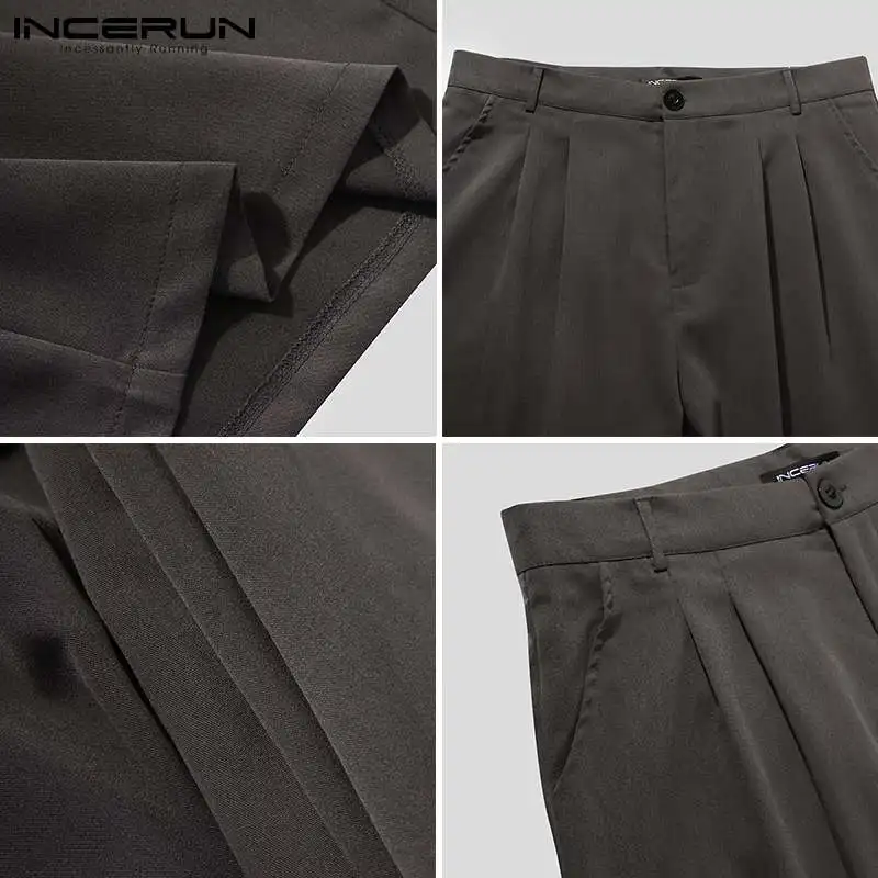 

Summer Men Shorts Solid Color Button Loose Pockets Breathable Wide Leg Shorts Streetwear 2021 Fashion Korean Men Bottoms INCERUN