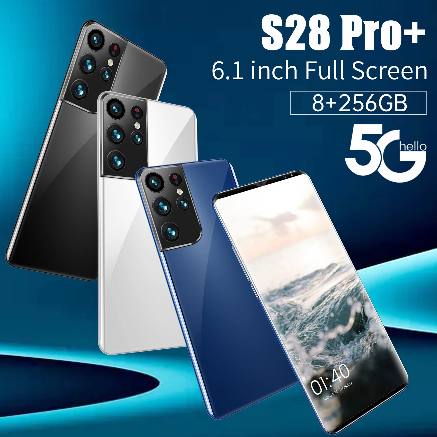 

S28 Pro+ 6.1 Inch Fingerprint ID 6000mAh Andriod 11 Smartphone 8+256GB Deca Core 32+64MP Dual SIM Mobile Phone MTK6889 Global