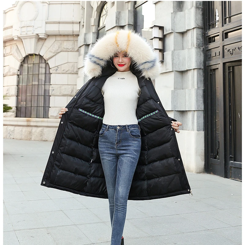 

2020New Winter Down Cotton Jacket Women Coats Fur Collar Korean Loose Hooded Outerwear Thick Cotton Padded Cost-effective