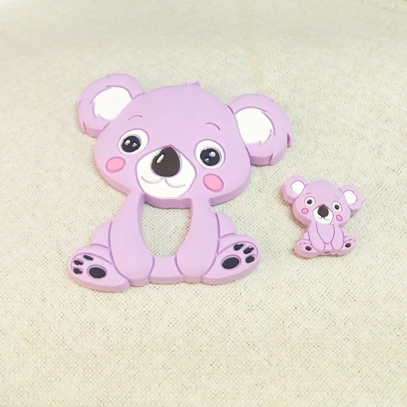 purple set Joepada 1 шт. Силиконовые Прорезыватели пищевого класса крошечный стержень мультфильм Животные коала Прорезыватель DIY Детский аксессуар для прорезывания зубов детские подарки для душа игрушка - Цвет: purple set