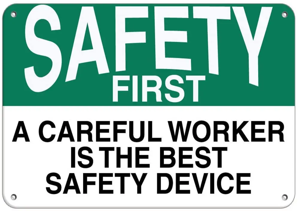 

Safety First A Careful Worker is The Best Safety Device Label Vinyl Decal Sticker Kit OSHA Safety Label Compliance Signs 8"