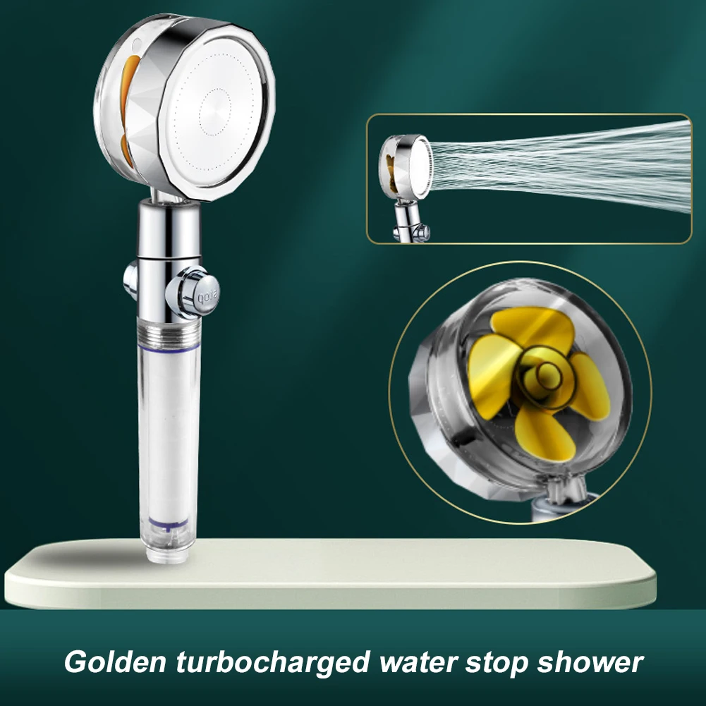 

High Pressure Saving Shower Head 360 Rotated Rainfall Shower Water Saving Hand Spray with Small Fan + Filter Element