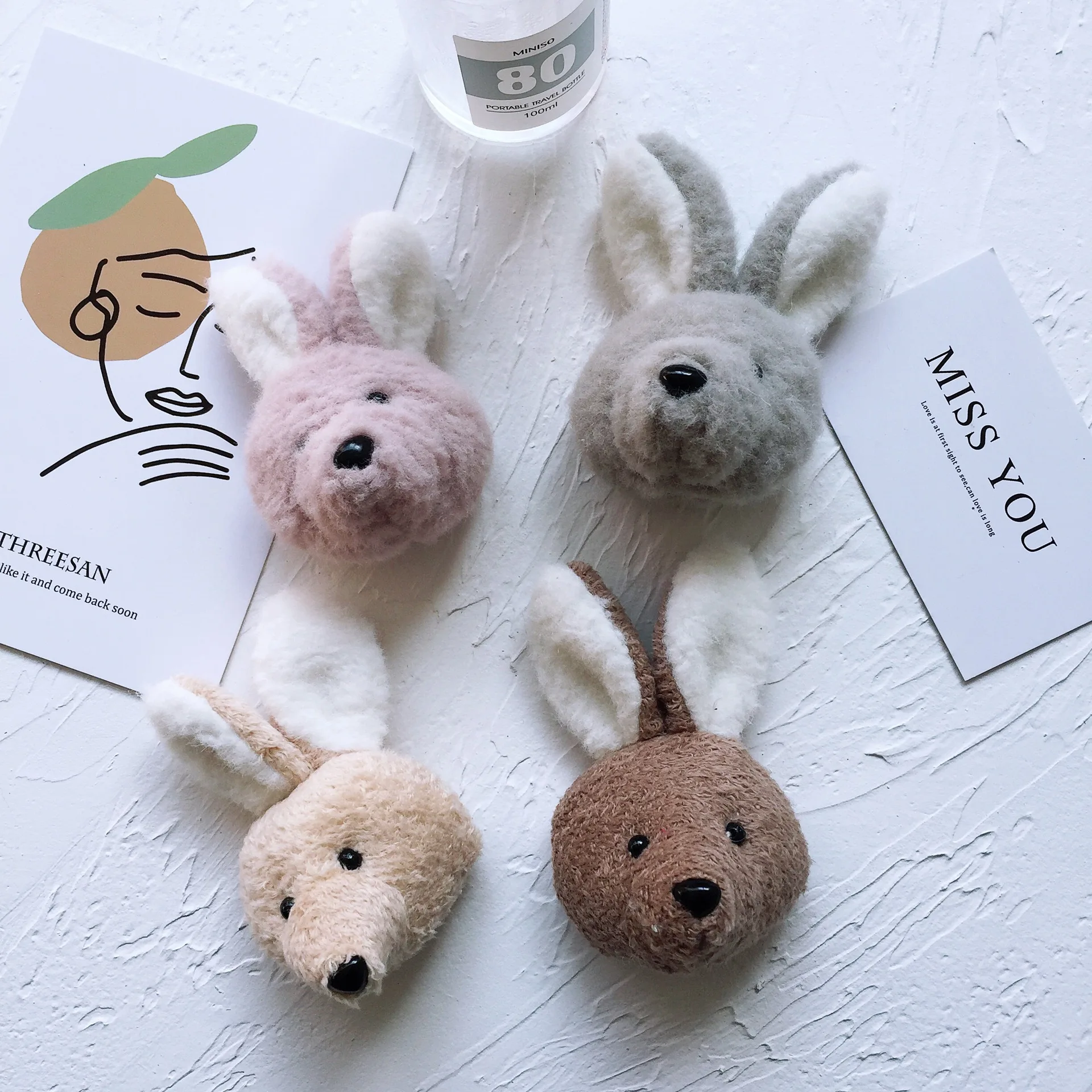 5 шт./лот плюшевые Мультяшные длинные уши Кролик Медведь голова кукла аппликации