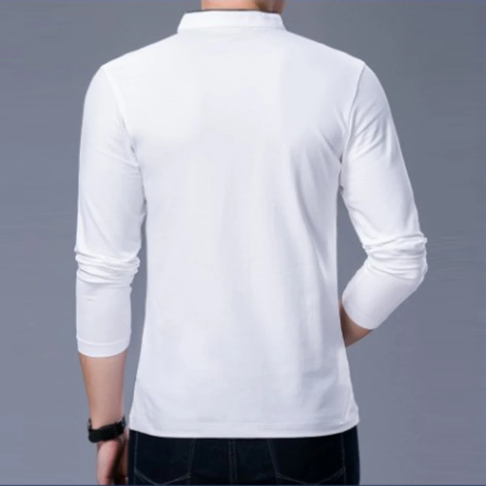 

2021 Spring Mens Tshirt Long Sleeve Stand Basic Solid Blouse Tee Shirt Top Casual Cotton T-shirt Men Undershirt Summer Tshirts