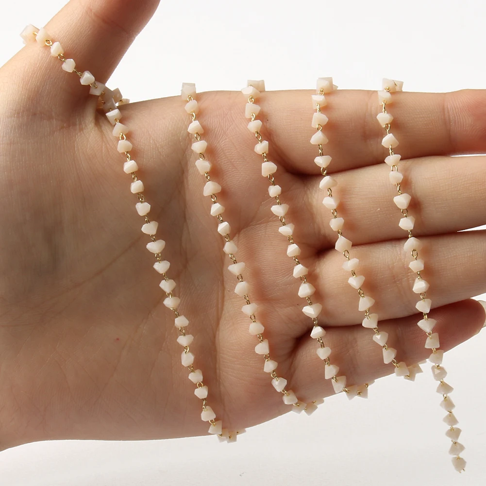 1 метр ручная работа золотой цвет проволока Розария цепь треугольные бусины цепи