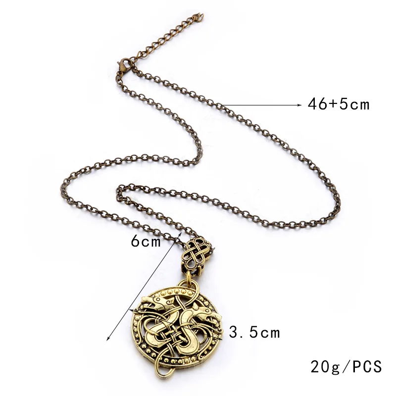 Skute винтажные руны ожерелье норвежский викинг властный двойной дракон талисман