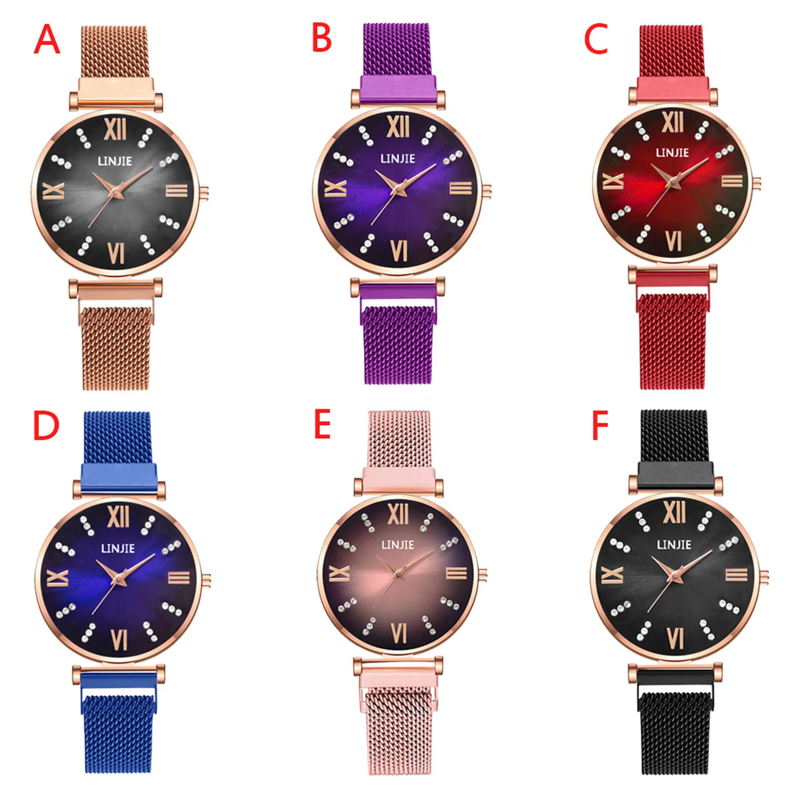 

Fashion 5pcs Set Women Watches Linjie Ladies Fashion Quartz Watch Stainless Steel Strap Watch Analog Luxury Watch Reloj Mujer