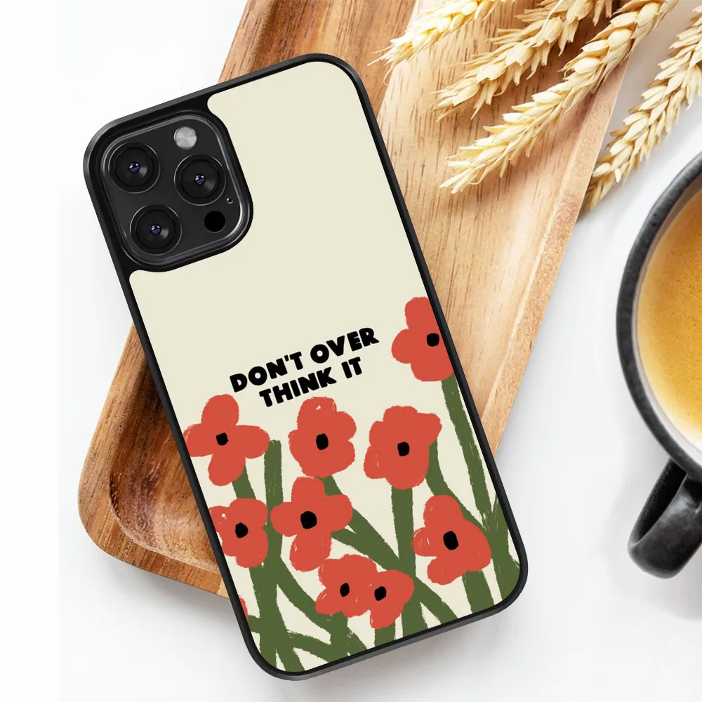 

Phone Case For iPhone 13 12 11 Pro Max 7 8 Plus X XS XR SE 2020 Mini Luxury Cover Women Cute Flowers Text Pink Korea Style Cases