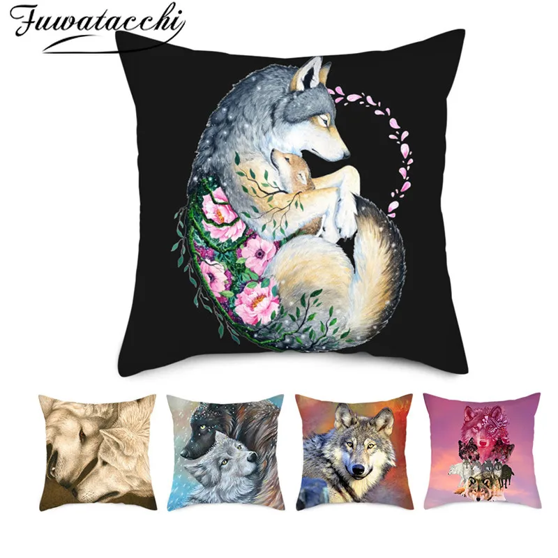Чехлы на подушки с принтом диких животных Fuwatacchi новые чехлы изображением волка