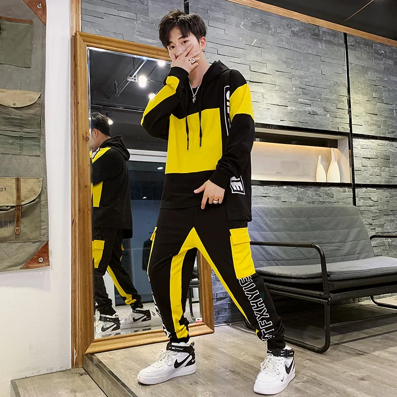 Осенняя мужская толстовка в стиле хип хоп желтая Повседневная куртка на молнии с