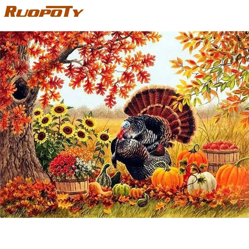 

RUOPOTY Frame Diy Painting By Numbers Acrylic Wall Art Picture Coloring By Numbers Cock Animals For Diy Gift Artwork 60x75cm