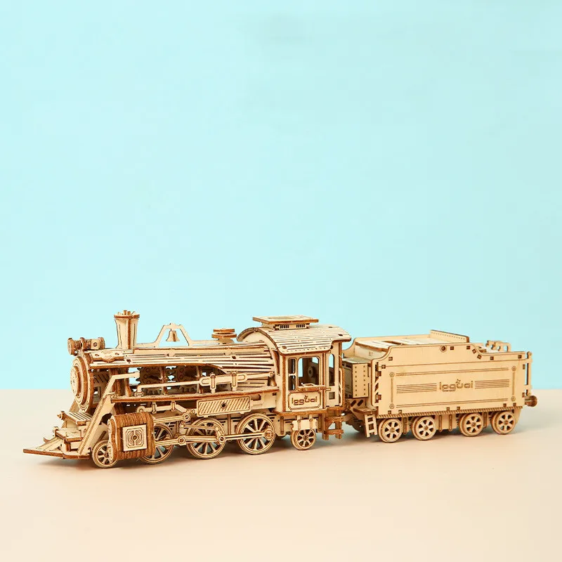 

Diy Wood Train Model 3D Wooden Puzzle Toy Assembly Locomotive Model Building Kits for Children Kids Birthday Gift