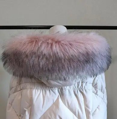 pink black tip Осенне-зимний женский шарф из енота, лисы, воротник из искусственного меха, шарф с капюшоном, мех меховой воротник, шарф 90 см, R1933 - Цвет: pink black tip