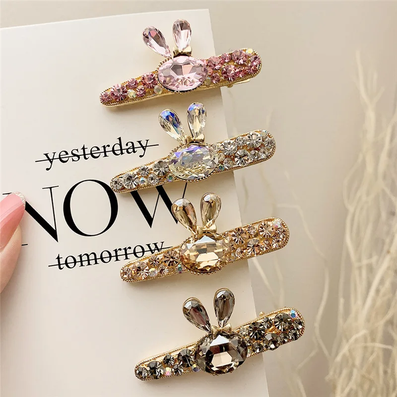 

The new Czech drilling rabbit hair pin female Han Guodong door lovely crystal bang clip clip hairpin web celebrity ins