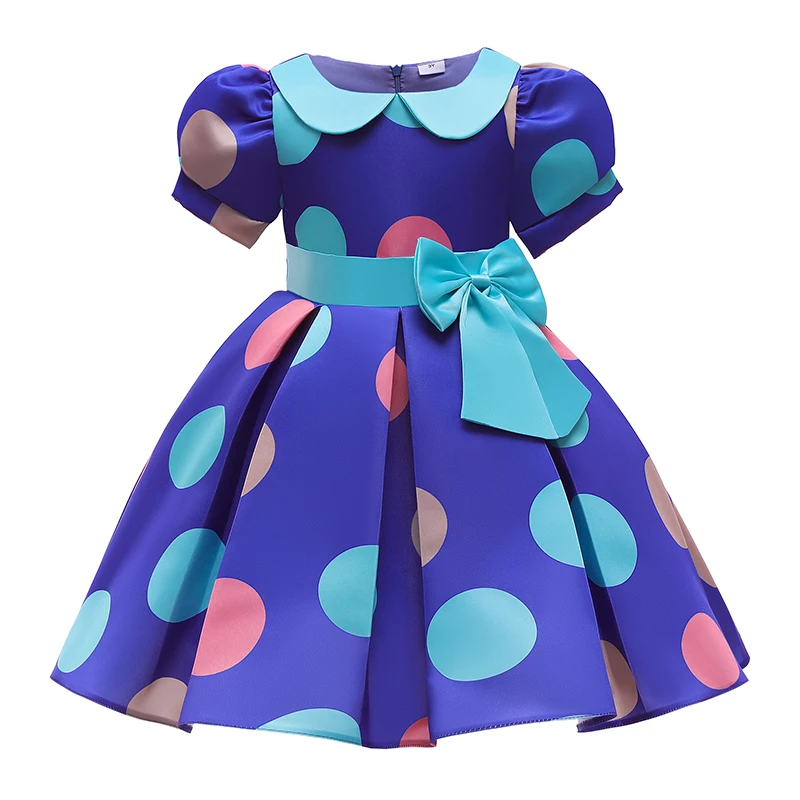 

2021 New Party Dress for Girl Kids Puff Sleeve Printed Princess Dress Wedding Flower Dress Summer Children Clothing