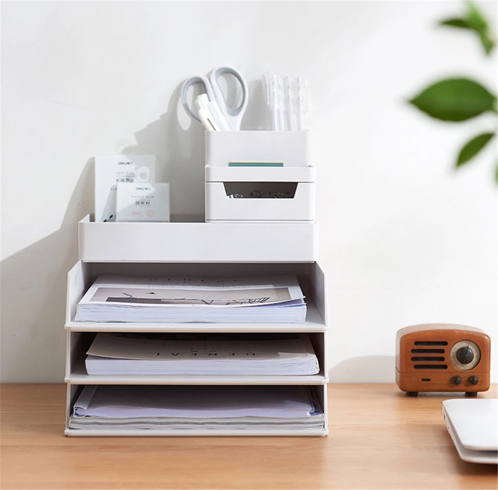 Органайзер настольный A4 для хранения документов большая коробка с 4 уровнями