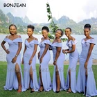 Небесно-голубого цвета, платье подружки невесты из Африканской ткани 2021 Русалка Разделение из эластичной ткани, платье подружки невесты, платье размера плюс для женщин на свадьбу