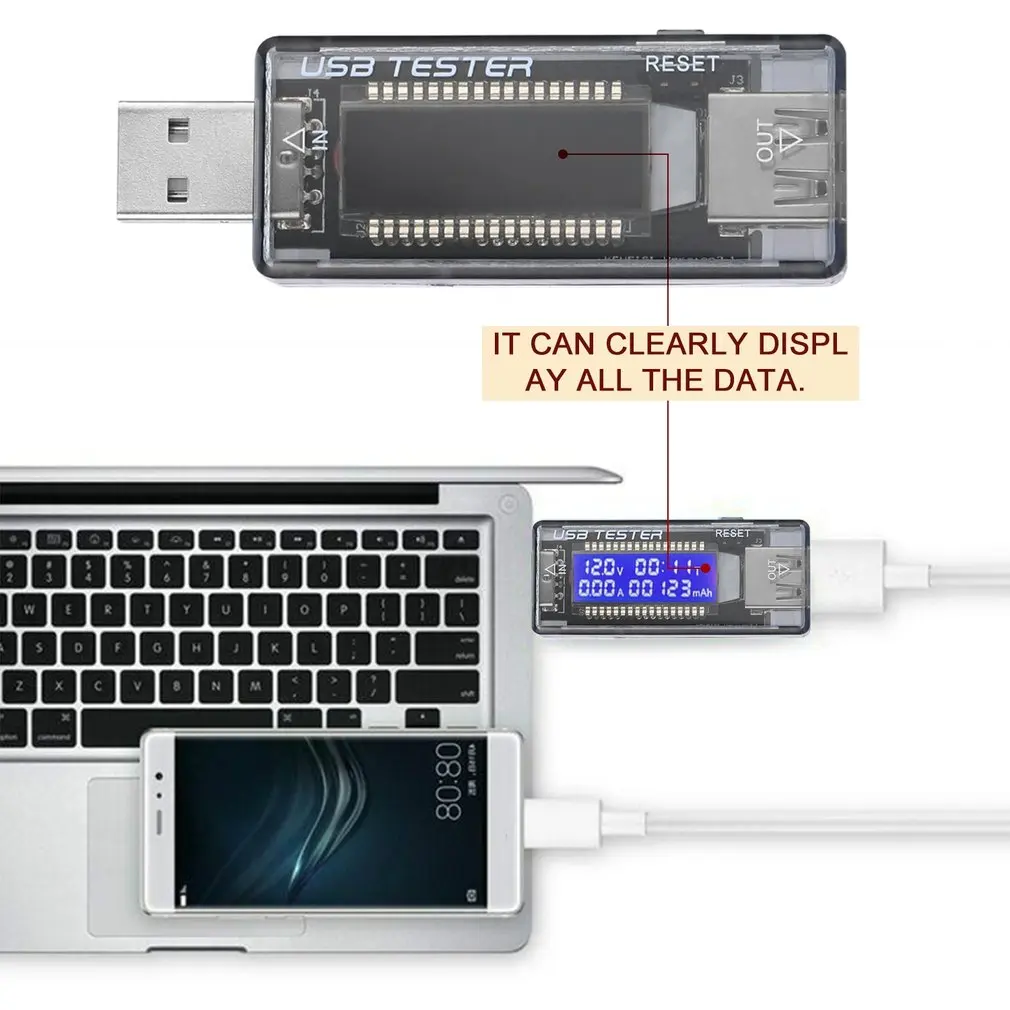 USB-вольтметр для аккумулятора тестер мобильный мощный ток и вольтметр амперметр