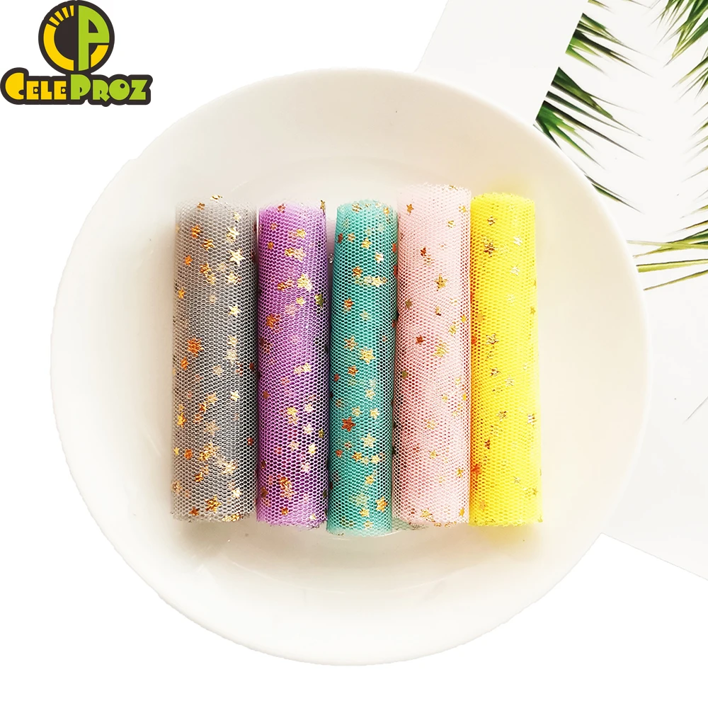 8 см 5 ярдов блестящая Звезда тюль рулон мягкие блестки золотистого/серебристого