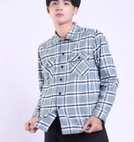 

21 Plaid long-sleeved shirt men's casual business men's thick autumn shirt men