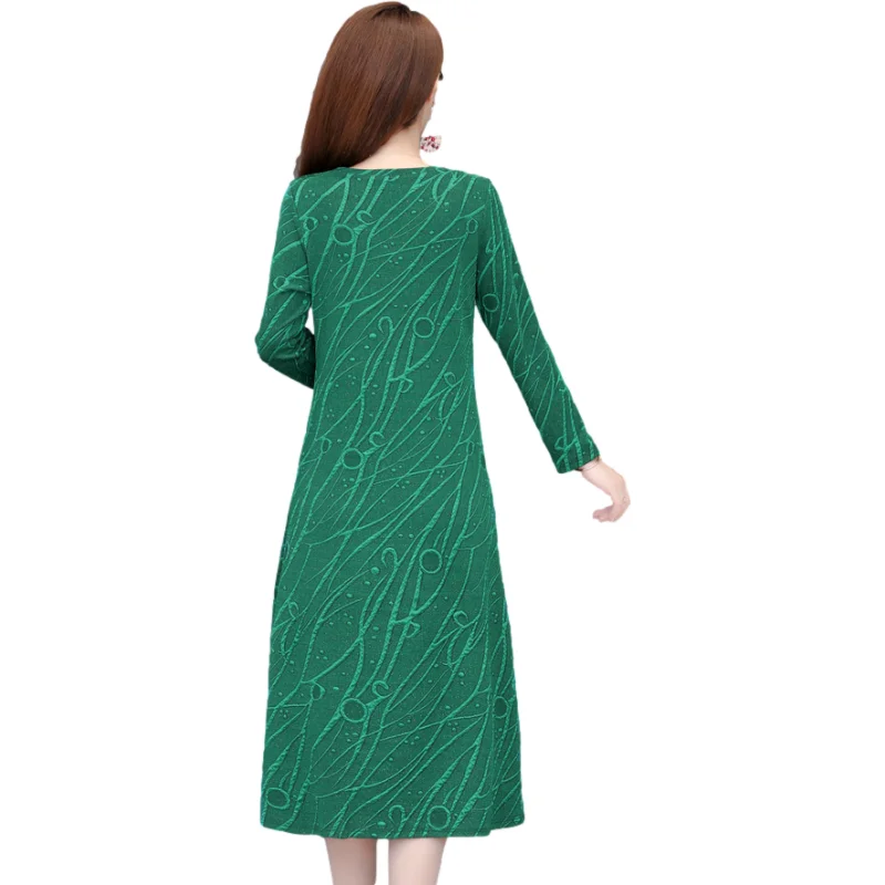 Весенне осеннее Новое Женское платье с длинным рукавом и круглым вырезом для