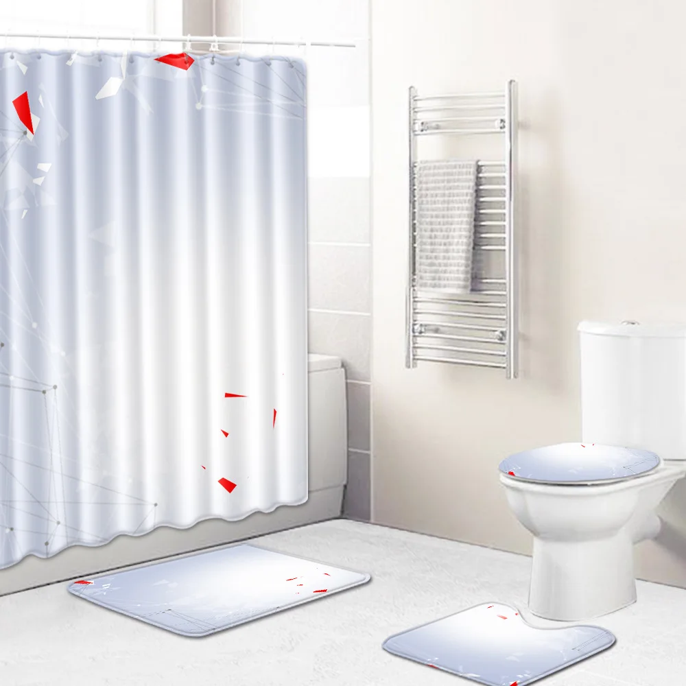 Zeegle Toilet Curtain Bath Mat Set Anti Slip Bathroom Doormat Shower Seat Cover Flannel Soft Pedestal Rug | Дом и сад