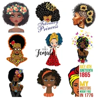 beauty african girl patch thermal sticker on clothes heat transfer diy t shirt patches for clothing fashion girl iron on patch