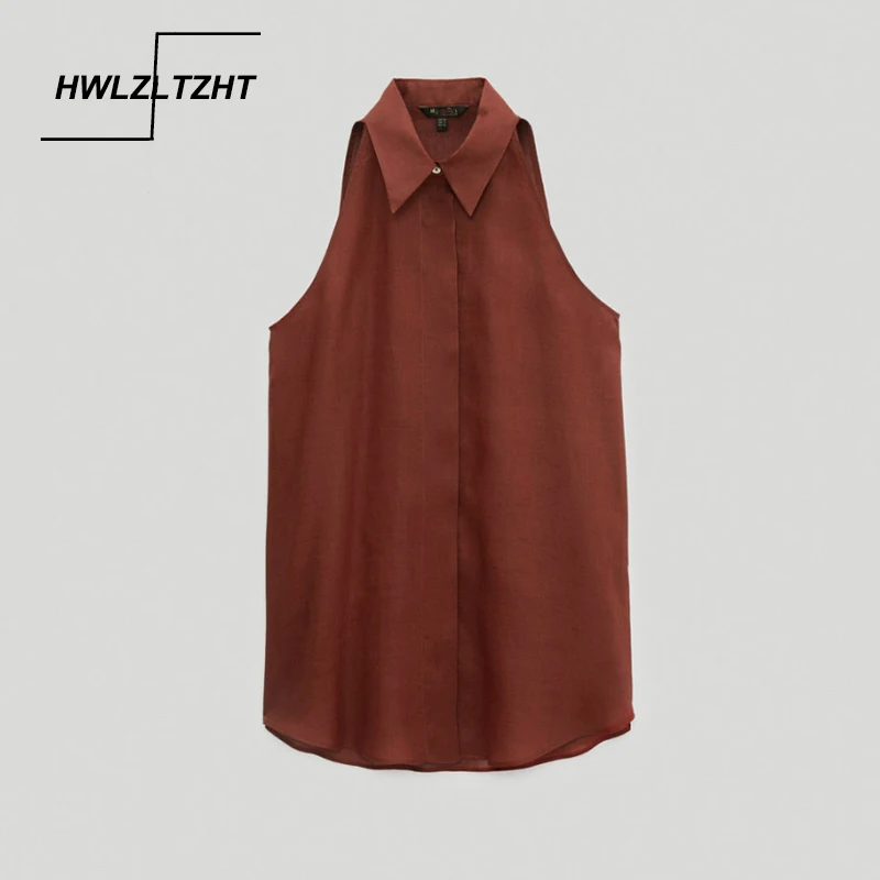 

Блузка HWLZLTZHT женская из хлопка и льна, Повседневная Свободная рубашка без рукавов, офисная блузка, одежда для женщин, лето 2021