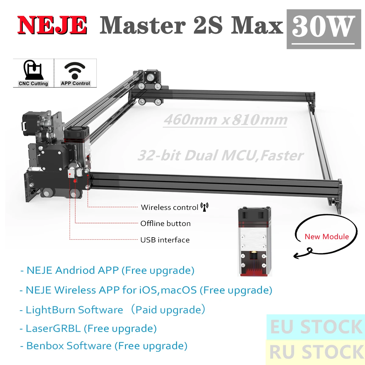 

NEJE Master 2S Max 30W CNC Laser Wood Engraver Cutter Cutting Engraving Machine for Lightburn-LaserGRBL-Benbox with Bluetooth