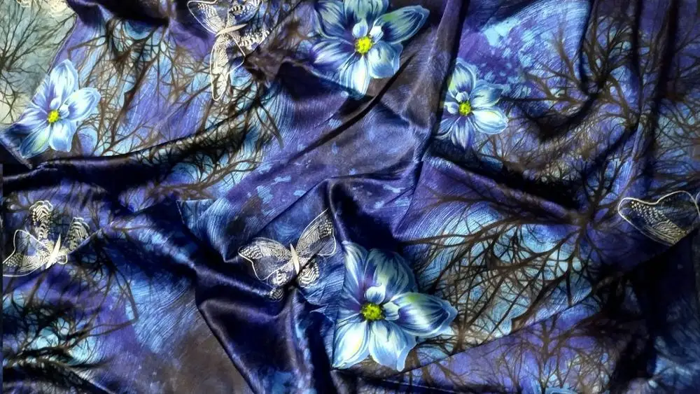 Новинка женские платья высокого качества компьютерные цифровые цветы синие