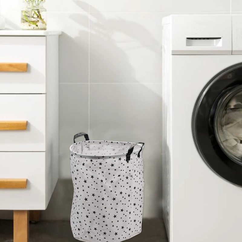 

1 Piece Foldable Laundry Basket in Cotton and linen for Kids Portable Durable Organizer Storage Basket Storage ( star pattern )