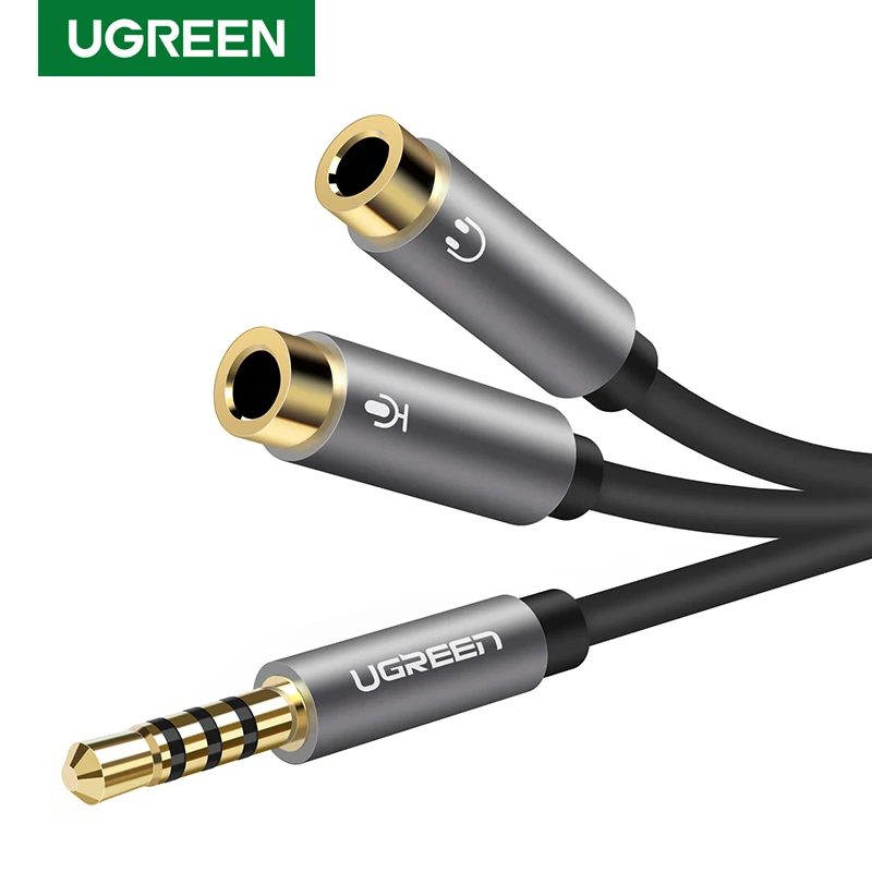 

UGREEN Headset Adapter Headphone Mic Y Splitter Cable 3.5mm AUX Stereo Audio Male to 2 Female Separate Audio Microphone Plugs