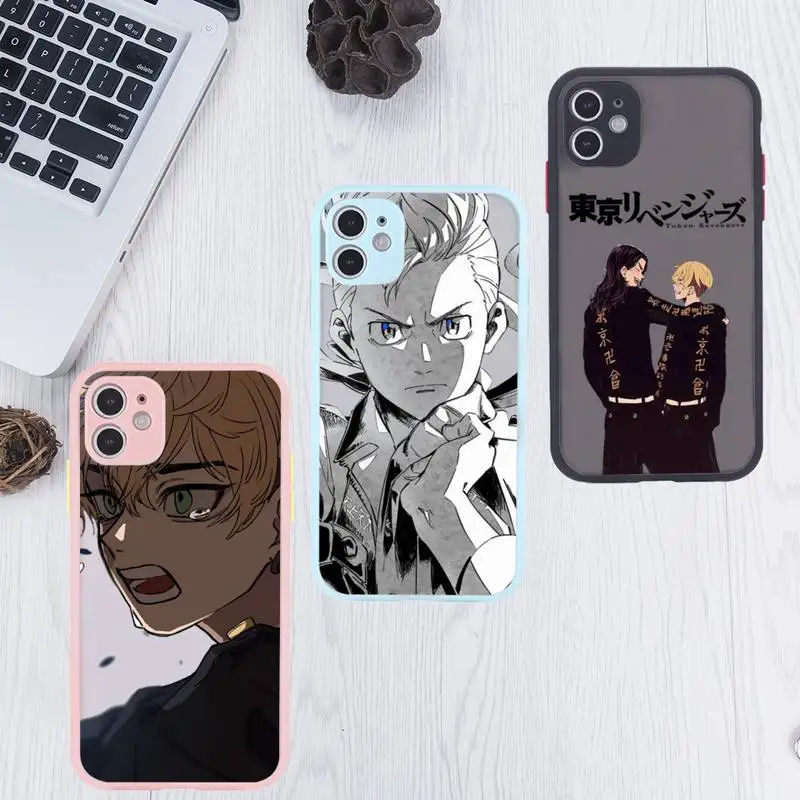 

Hot Anime Tokyo Avengers Phone Case For iPhone 12 11 Mini Pro XR XS Max 7 8 Plus X Matte transparent Pink Back Cover