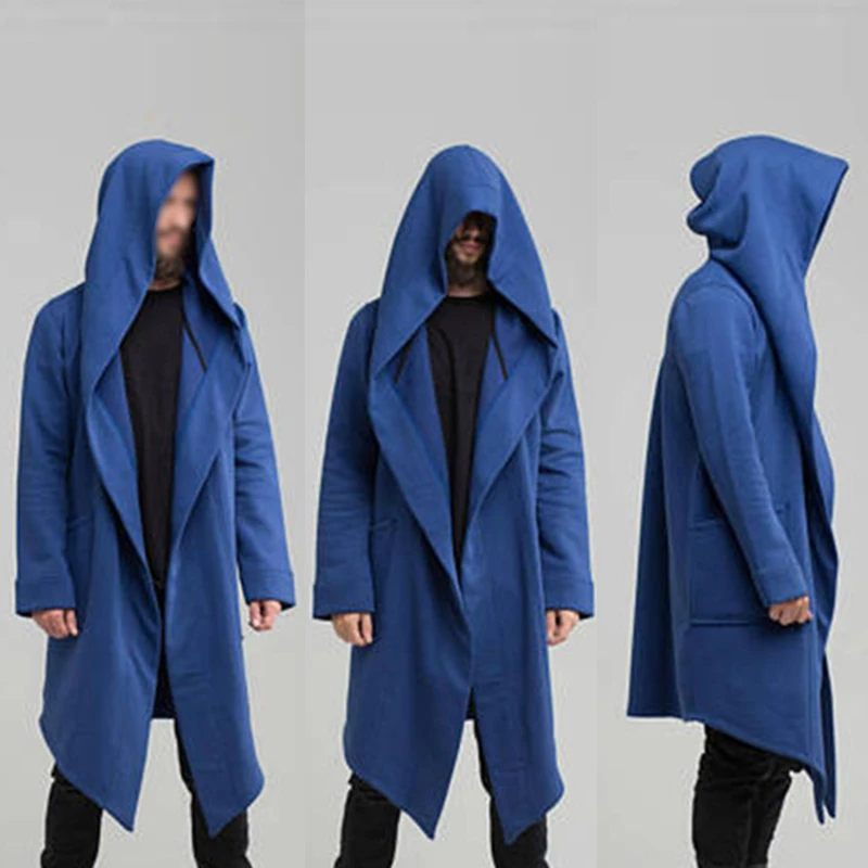 

2023 Autumn Winters In Europe And The New men's Coat Long Cardigan Cape Coat Hooded Cotton Blended Long Sweater Men Coats