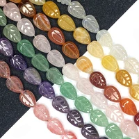 natural stone leaf shaped double sided beads 10x14x6mm amethyst loose beads diy jewelry making bracelet and necklace accessories