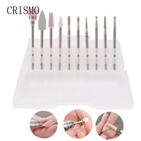 crismo 10pcs diamond nail drill bits set electric milling cutters for pedicure manicure files cuticle burr nail tools accessorie
