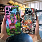 Черный чехол из ТПУ для iphone 5 5s se 2020 6 6s 7 8 plus x 10 XR XS 11 12 13 mini pro MAX, задняя крышка с рисунком граффити в уличном стиле