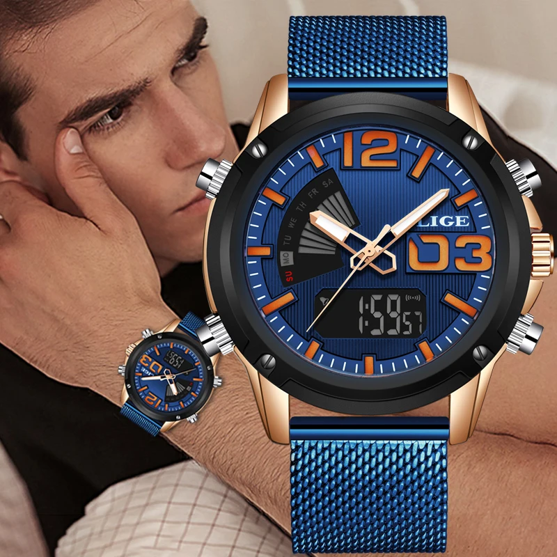 Новые мужские армейские военные наручные часы LIGE люксовый бренд Мужские модные