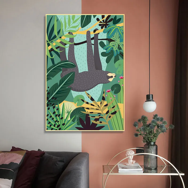 Настенные плакаты и принты картина с рисунком животных Koala Jungle в скандинавском