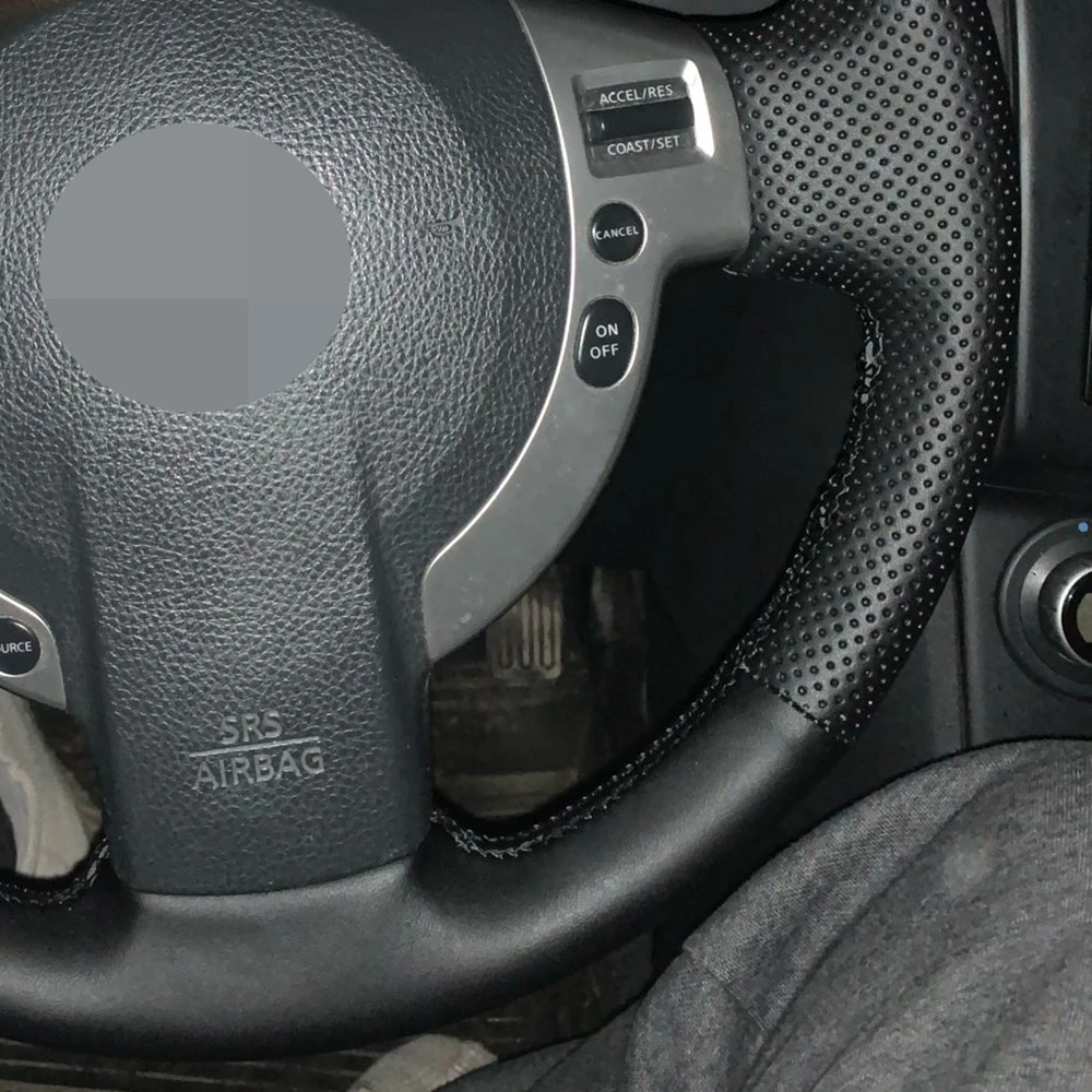Фото Non-Slip черного цвета из искусственной кожи чехол рулевого колеса автомобиля для Nissan QASHQAI X-Trail Nissan NV200 космического аппарата изгой, оплётка рул... №3