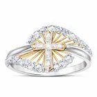Модное роскошное изысканное двухцветное кольцо с крестом, элегантное женское обручальное кольцо, ювелирное изделие для свадебной вечеринки, кольцо на удачу