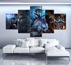 Плакат DotA 2, 5 панелей, HD-печать, модульные картины для геймеров, современное искусство, домашний декор, картины для гостиной