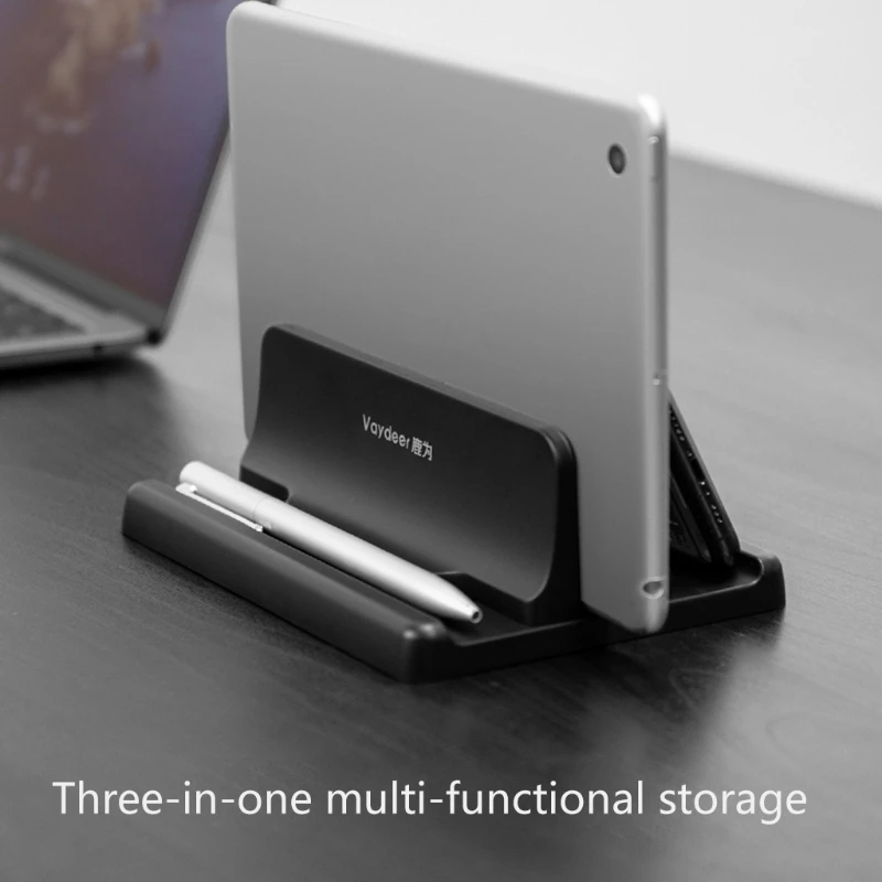 

Portable Vertical Type Laptop Stand Space-Saving Compatible with Pro Air Mini Pad Bracket Holder Black Plastic Office