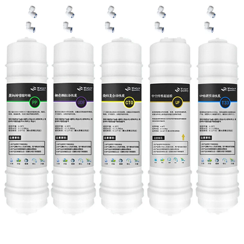 

10-дюймовый 5-ступенчатый быстрый соединитель PP/UDF/CTO/UF/T33, Сменный фильтр для воды, удаление холеринового фильтра