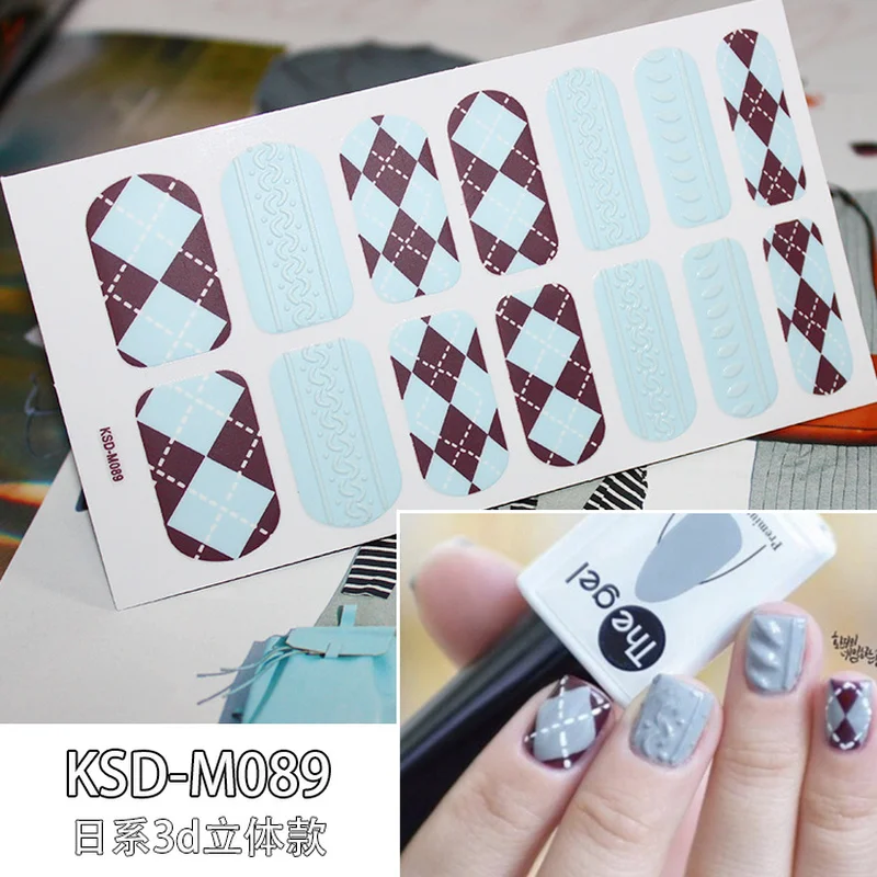 14 шт 3D дизайн зимний свитер серии наклейки для ногтей наборы Красочные полные