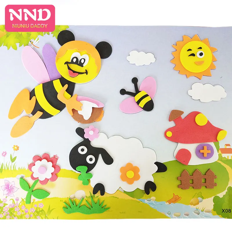Niuniu Daddy DIY Мультяшные наклейки с животными дети 3D EVA пены стикер Монпелье головоломка бумажная доска развитие ума игрушки