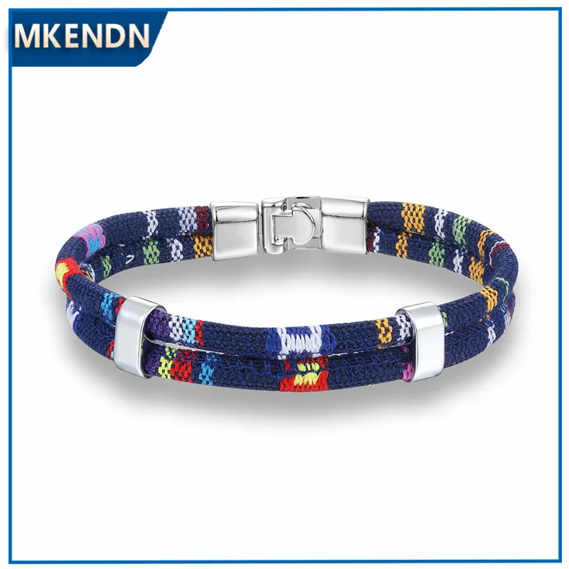 MKENDN Новый Модный богемный многослойный Плетеный Шарм кожаный браслет с ручной